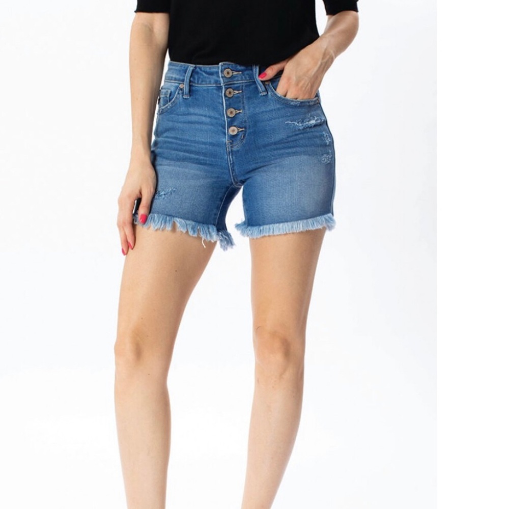 Kancan mid rise button up shorts